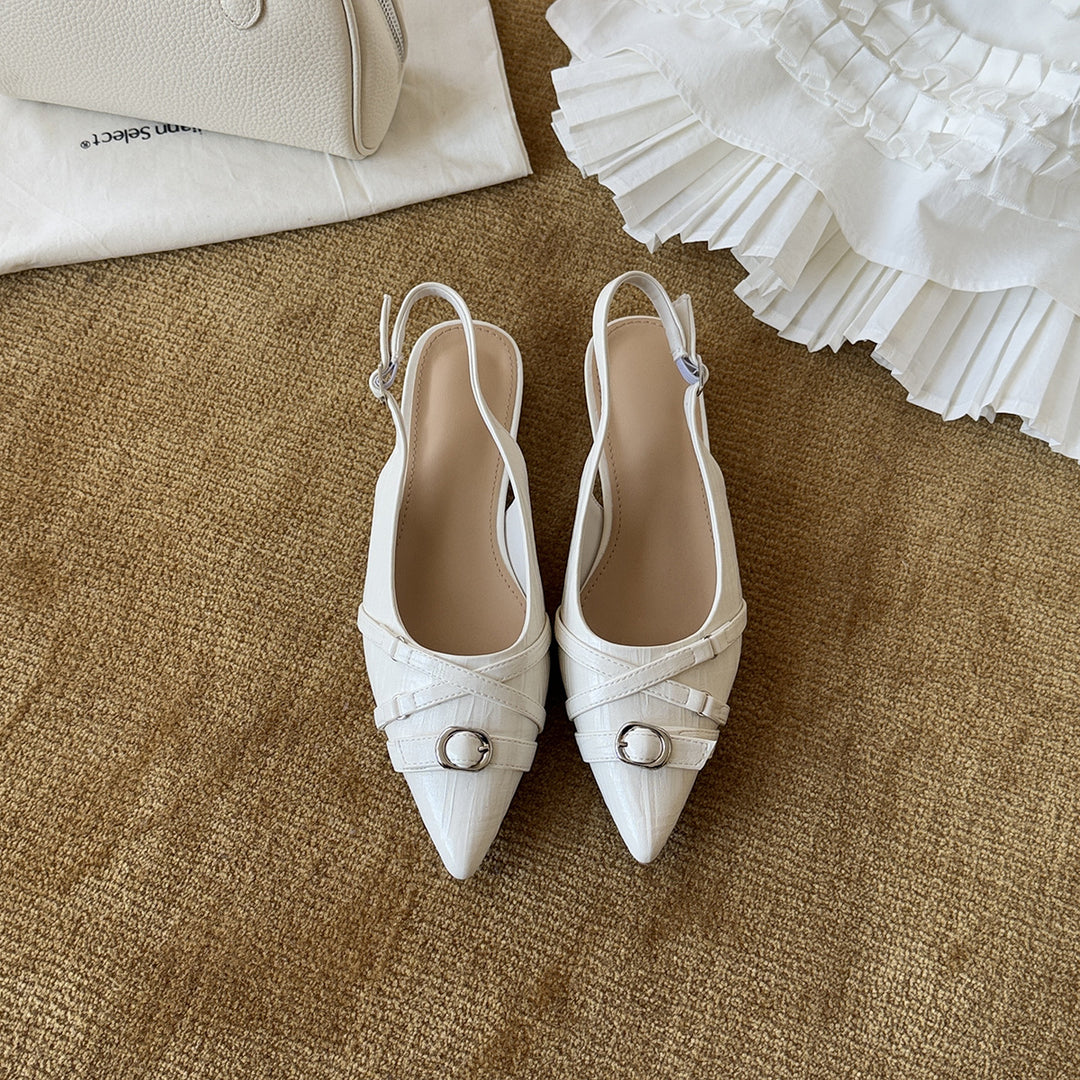 Damen Elegante Slingback-Pumps mit modischem Riemen und spitz zulaufendem Design EB