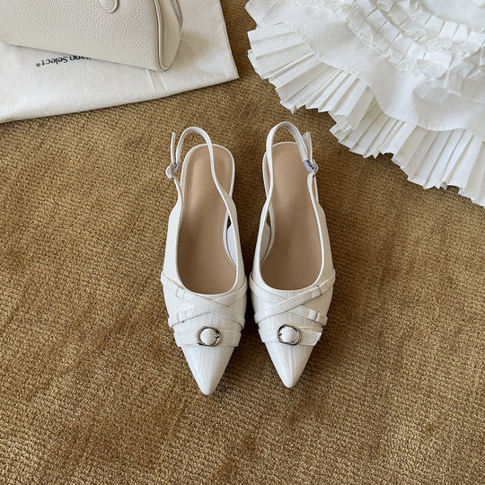 Damen elegante Slingback-Pumps mit modischem Spitzen-Design und dekorativem Riemen EB