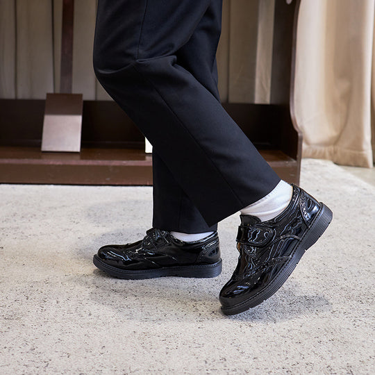 Damen Komfortable Schnürschuhe mit Klettverschluss und Hochglanz-Oberfläche EB