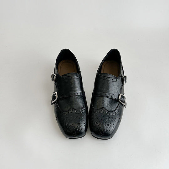 Damen elegante Schnürschuhe mit doppeltem Riemen und dekorativer Broguierung EB