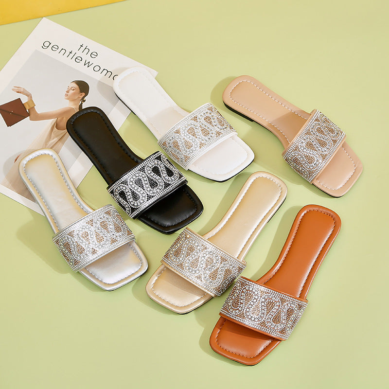Damen Glamouröse Mules mit funkelndem Strassakzent und bequemem Fußbett EB