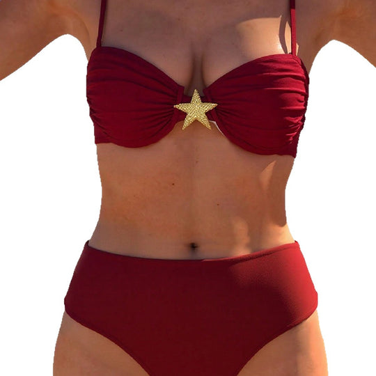 Damen Bikini-Set mit elegantem Push-Up-Oberteil und hohem Taillenunterteil EB