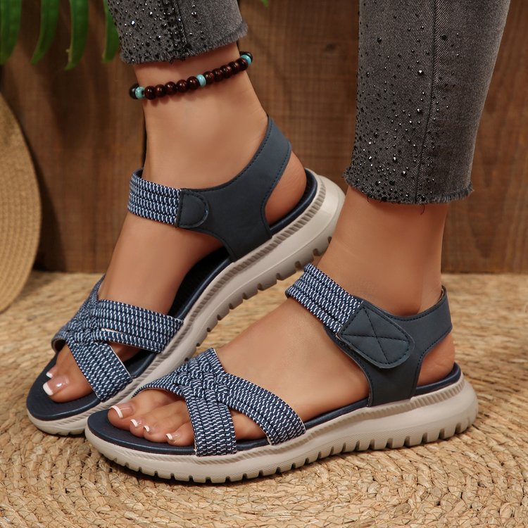 Damen Komfortable Riemchen-Sandalen mit verstellbarem Klettverschluss EB