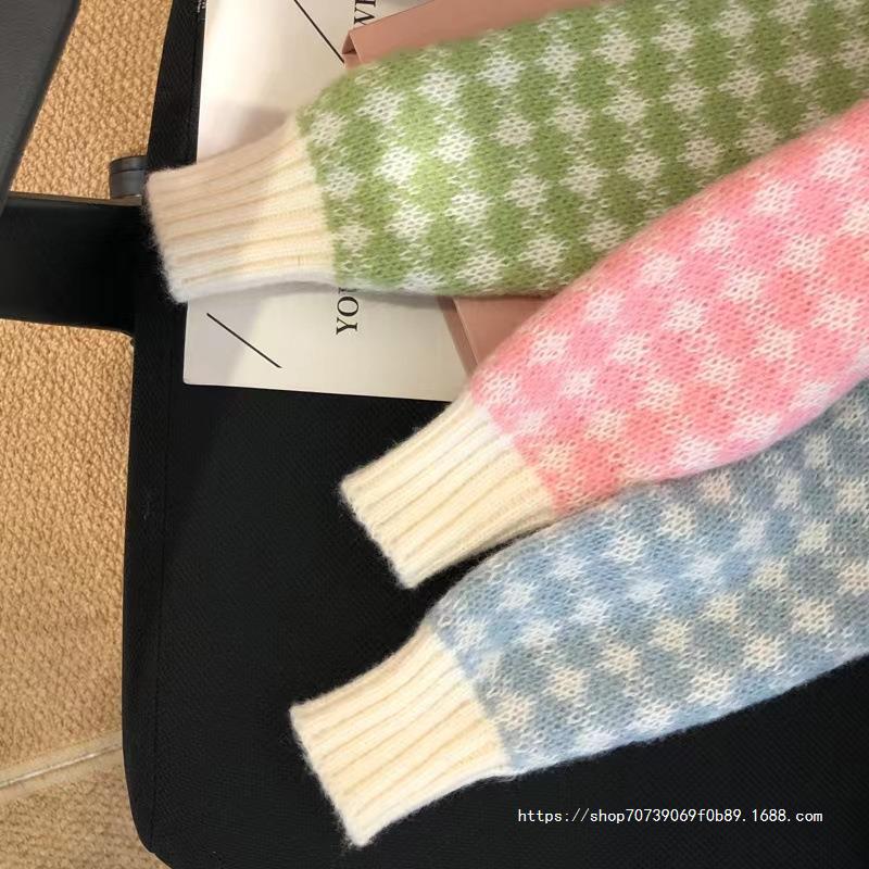 Damen weicher Cardigan mit strukturiertem Karomuster und Herzen EB
