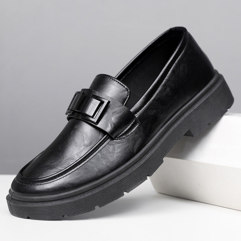 Herren Elegante Leder Slipper mit modischer Schnalle EB