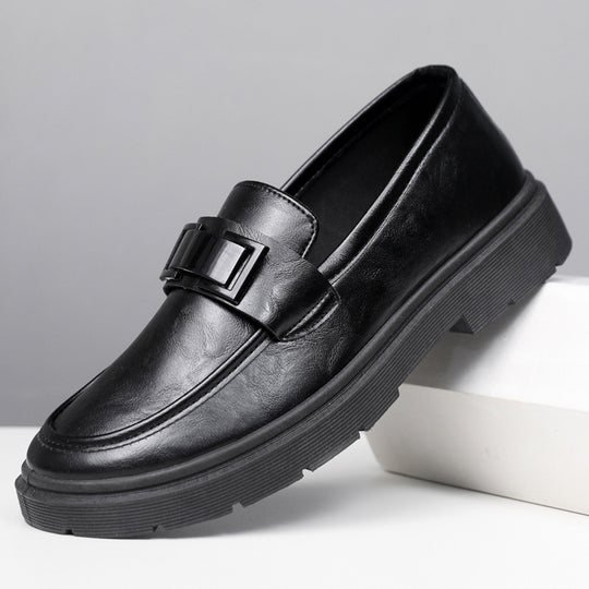 Herren Elegante Leder Slipper mit modischer Schnalle EB