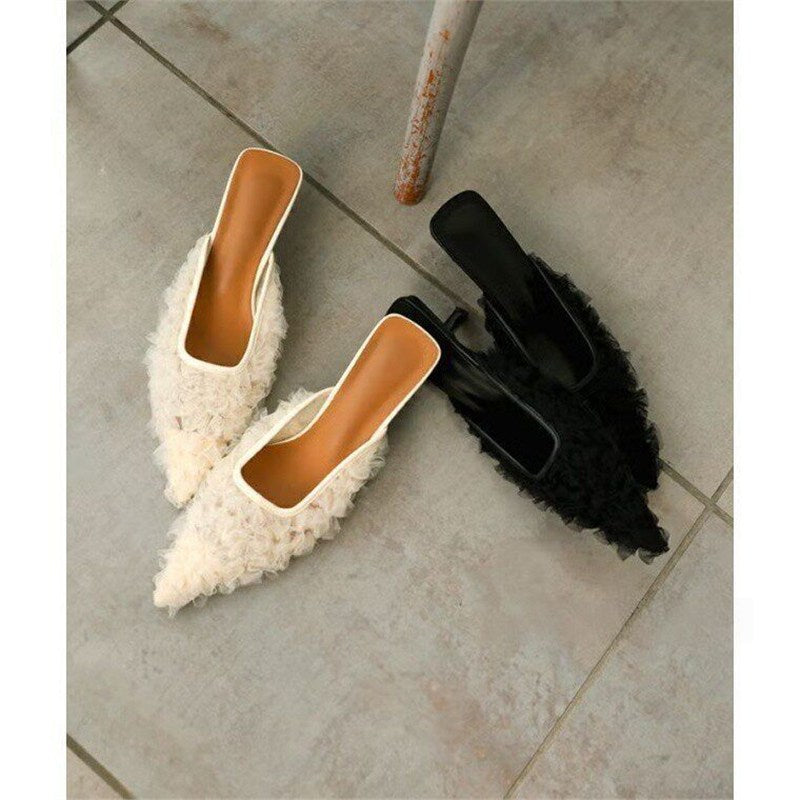 Damen elegante Mules mit rüschendem Design EB