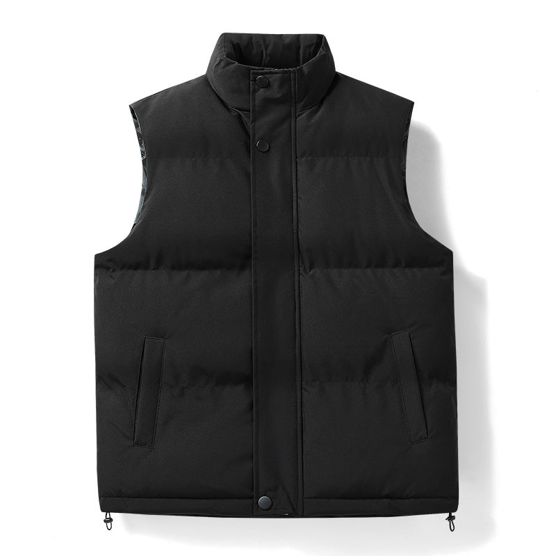 Herren warme gesteppte Outdoor-Weste mit hohem Stehkragen, verdeckter Druckknopfleiste und verstellbarem Saum EB