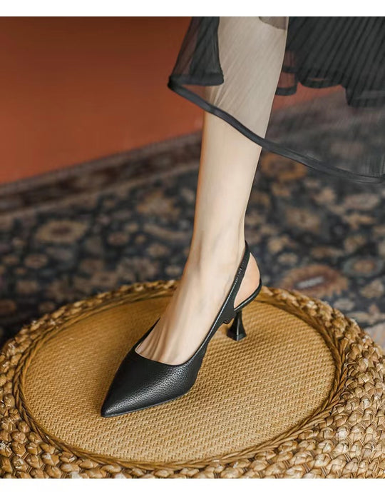 Damen spitze Slingback-Pumps mit elegantem Blockabsatz EB