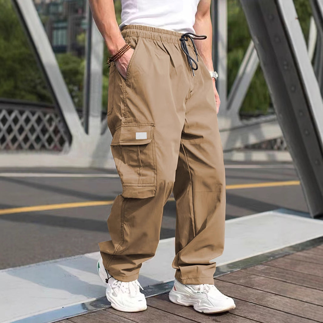 Herren lässige Cargo-Hose mit elastischem Bund und multifunktionalen Taschen EB