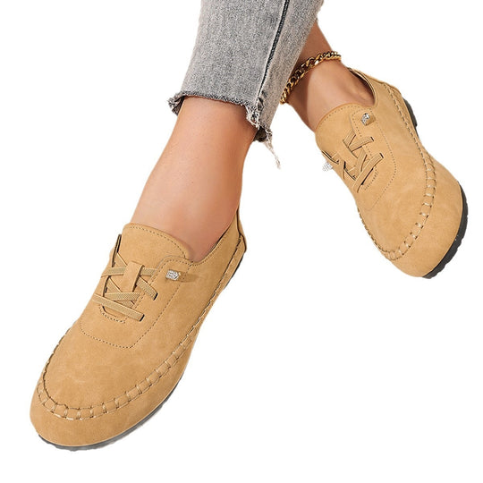 Damen nan atmungsaktive Mokassin-Slipper aus Mikrofaser mit elastischer Schnürung und rutschfester Gummisohle EB