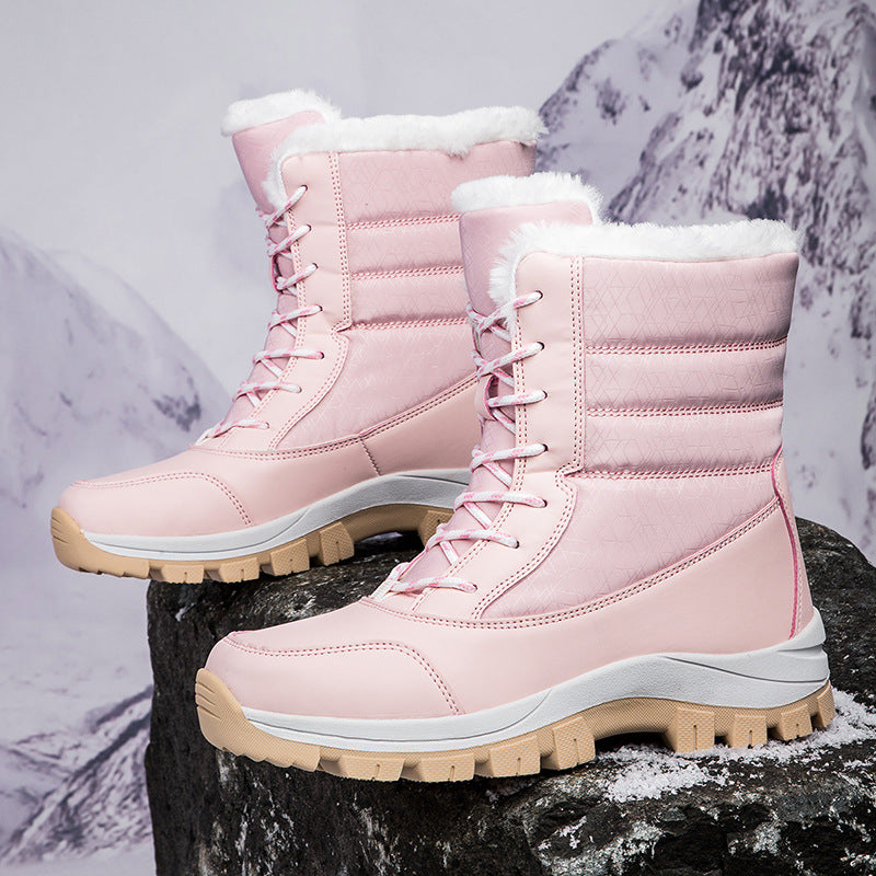 Damen Winterfestige gefütterte Stiefel mit rutschfester Sohle und hohem Schaft EB