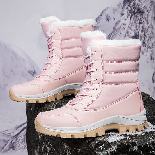 Damen Winterfestige gefütterte Stiefel mit rutschfester Sohle und hohem Schaft EB