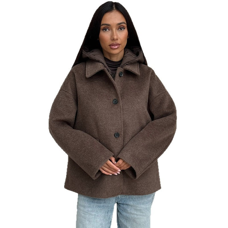 Damen Wolljacke mit modernem Kragen und Knopfverschlüssen EB