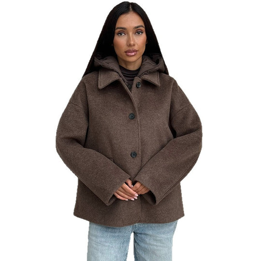 Damen Wolljacke mit modernem Kragen und Knopfverschlüssen EB