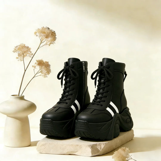 Damen Chunky Stiefeletten mit dickem Profil und sportlichem Design EB