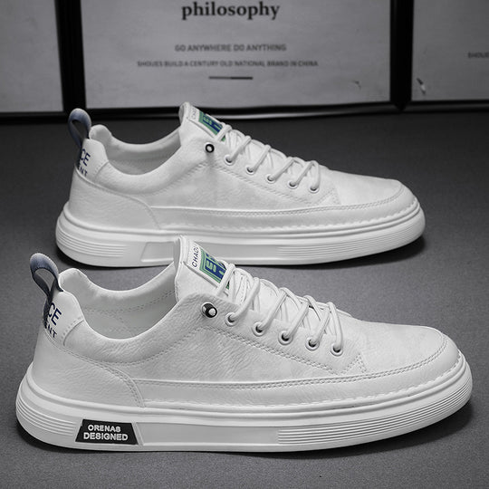 Herren Lederoptik-City-Sneaker mit gepolstertem Fersenkragen und langlebiger Plateau-Gummisohle EB
