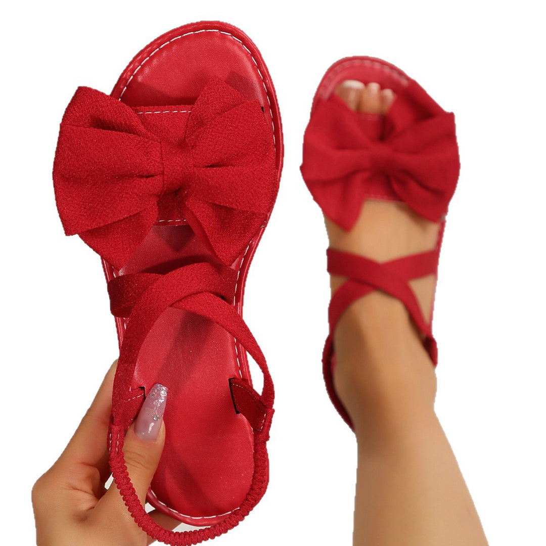 Damen Sandalen mit dekorativem Schleifen-Detail und verstellbarem Riemen EB