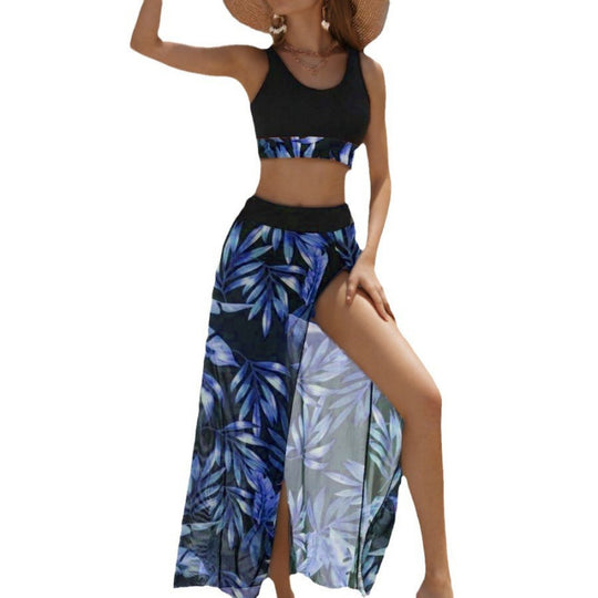 Damen Strandkleid mit modischem Hochschnitt und funktionalem Wickel-Design EB