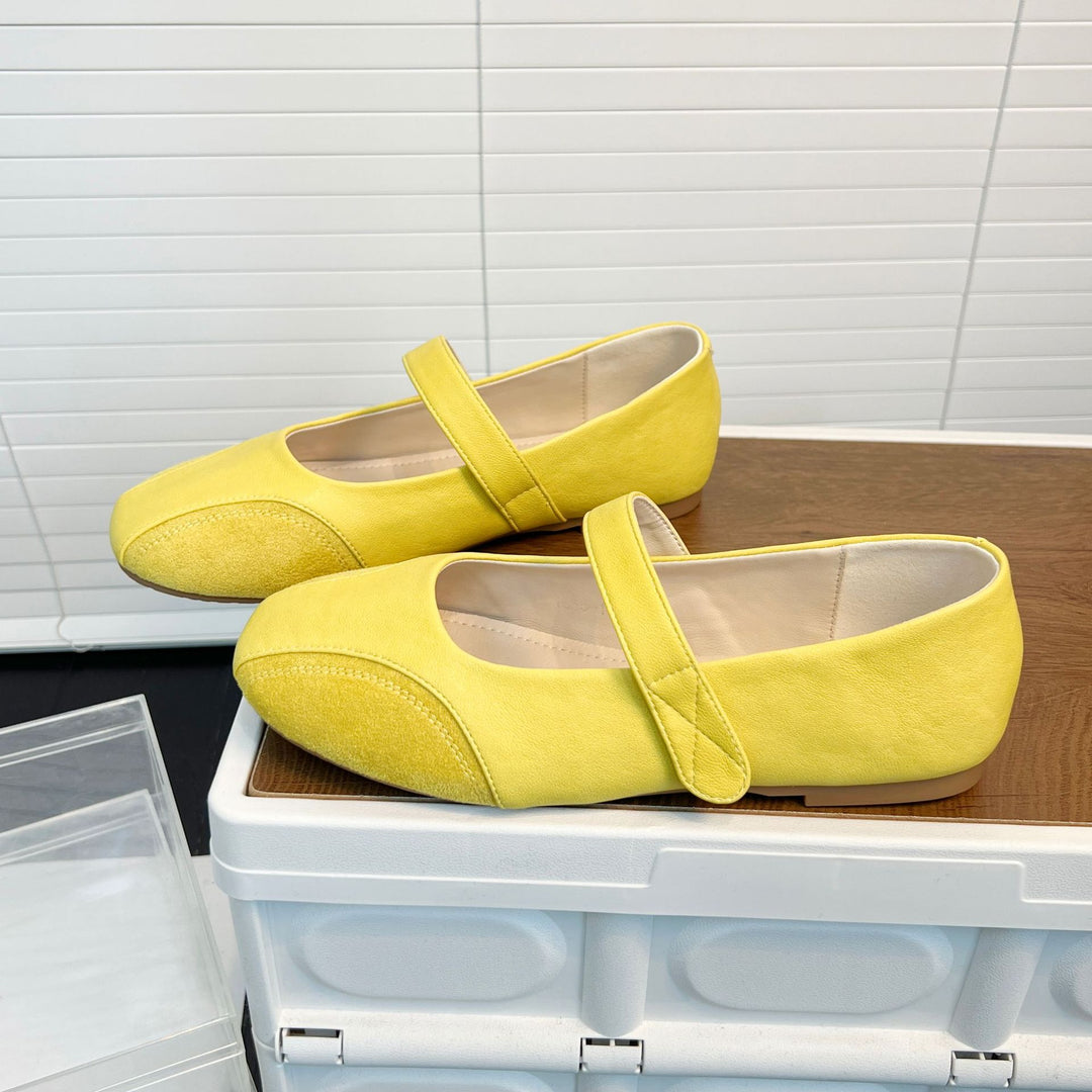 Damen Ballerinas mit modischem Riemenschluss aus hochwertigem Leder EB