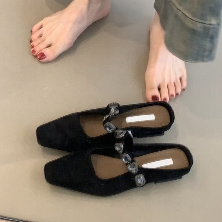 Damen Slingback-Ballerinas mit stilvoller Glitzerverzierung und komfortabler Sohle EB
