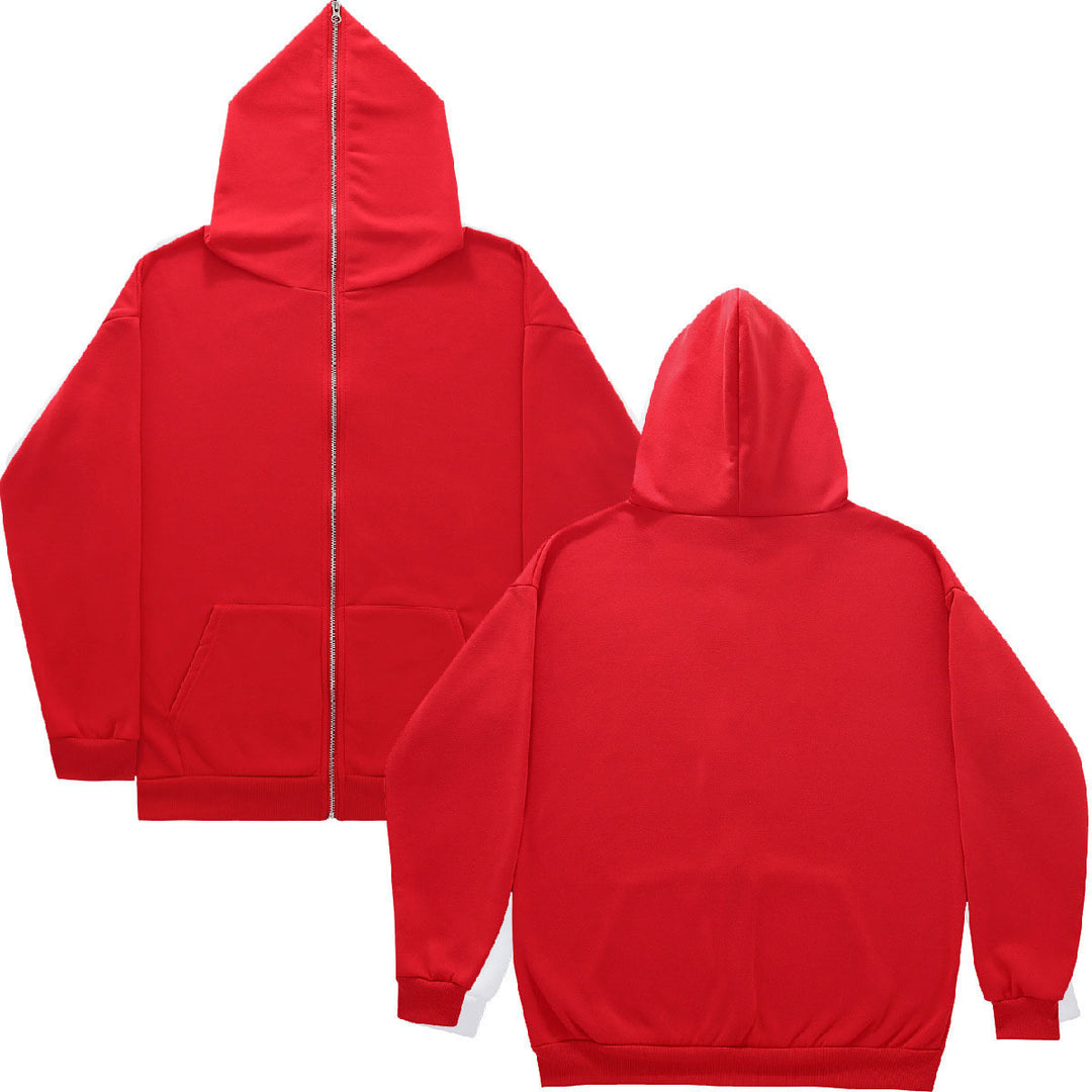 Unisex Zip-Hoodie mit durchgehendem Reißverschluss bis in spitze Kapuze, Kängurutasche und gerippten Bündchen EB