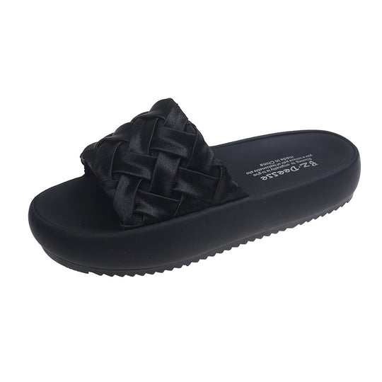 Damen elegante Clogs mit geflochtenem Obermaterial und rutschfester Sohle EB