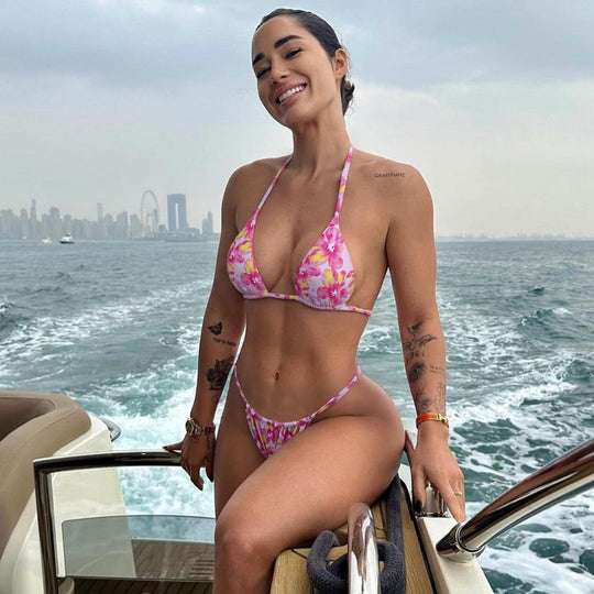 Damen Bikini mit zarten floralen Mustern EB