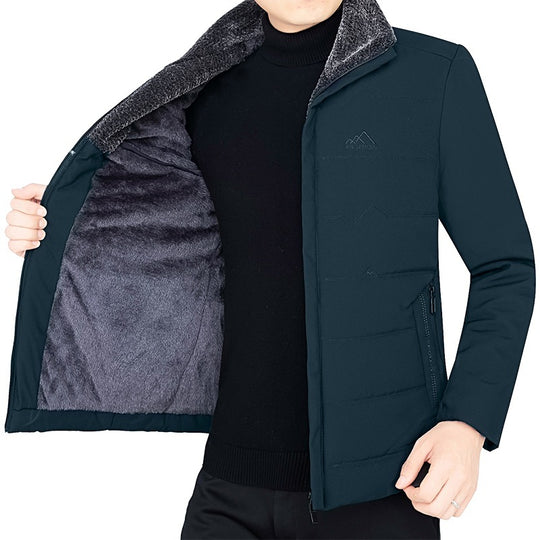 Herren Thermo-Stehkragenjacke mit weichem Teddyfutter und Reißverschlusstaschen EB