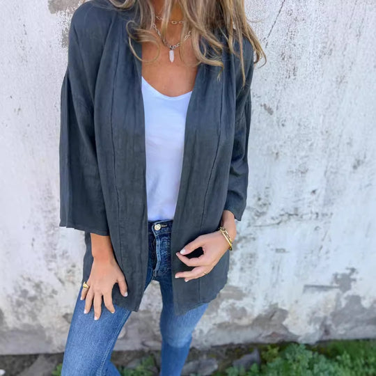 Damen lässige Sommerjacke aus leichtem Leinen EB