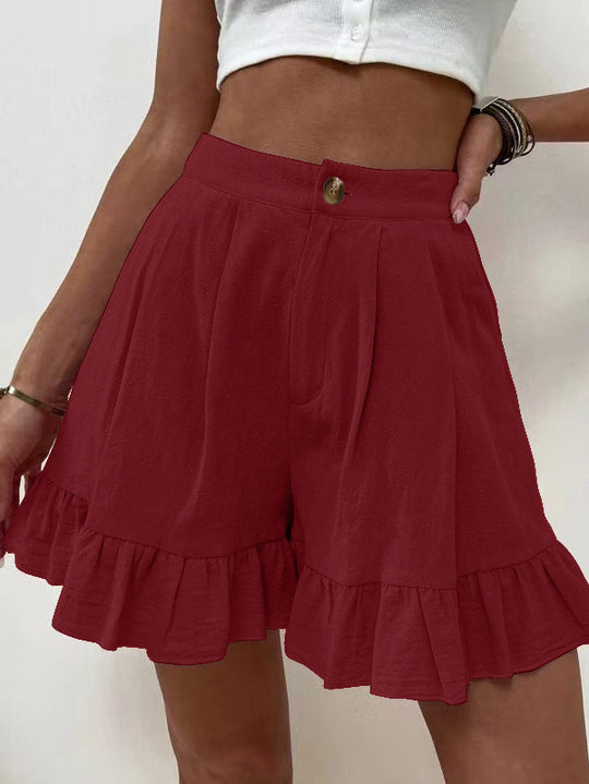 Damen Röhren-Shorts mit lässigem Rüschensaum und elastischem Bund EB