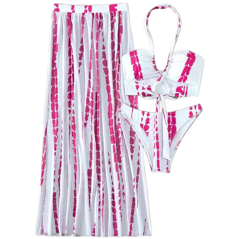 Damen Bikini-Set mit elegantem Maxirock und femininem Oberteil EB