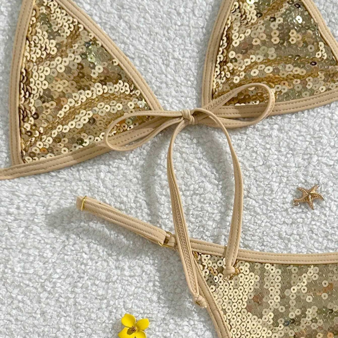 Damen Glitzernder Triangel-Bikini EB