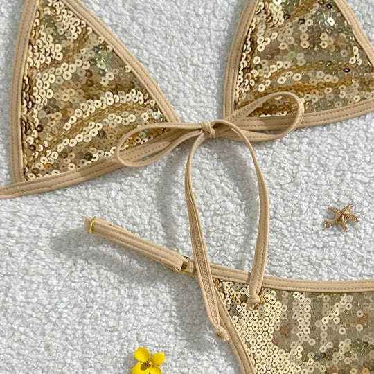 Damen Glitzernder Triangel-Bikini EB