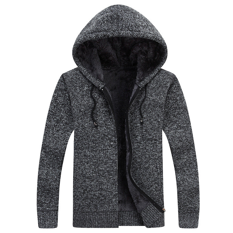 Herren bequeme Fleece-Jacke mit Kapuze und weichem Innenfutter EB
