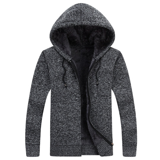 Herren bequeme Fleece-Jacke mit Kapuze und weichem Innenfutter EB