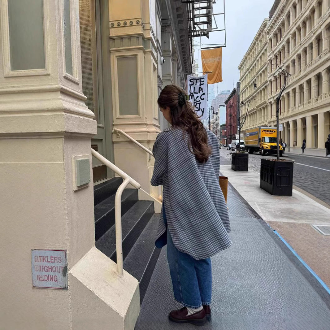 Damen modische Überwurfjacke mit großzügigen Taschen und strukturiertem Design EB