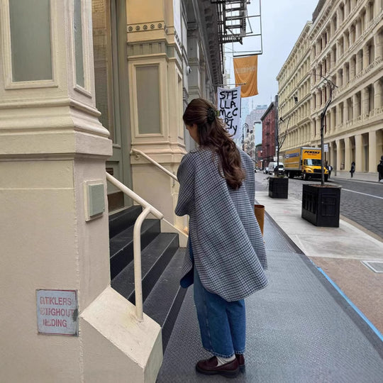 Damen modische Überwurfjacke mit großzügigen Taschen und strukturiertem Design EB