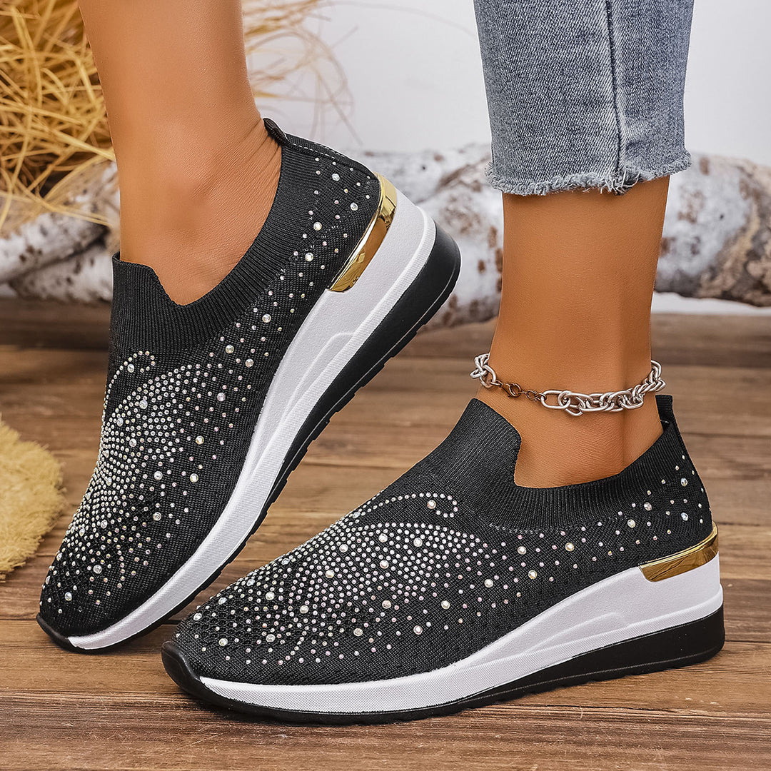 Damen Slip-On Sneakers mit funkelnden Strassdetails EB