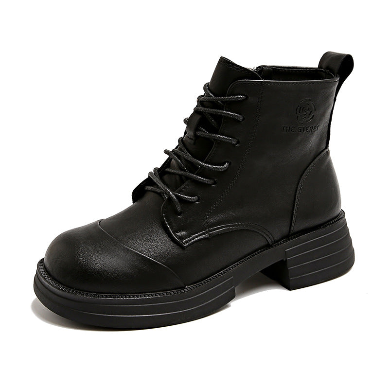 Damen gefütterte Stiefeletten mit modischem Zipper und derben Profilsohle EB