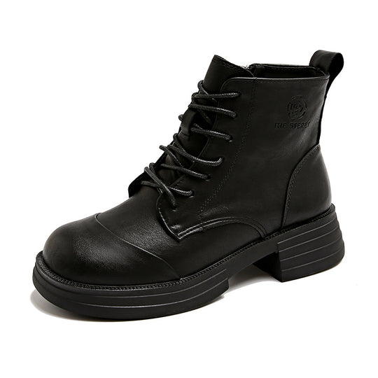 Damen gefütterte Stiefeletten mit modischem Zipper und derben Profilsohle EB