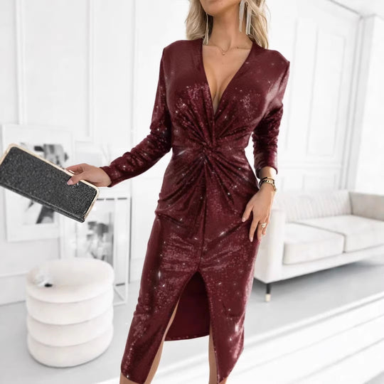 Damen Glamouröses Cocktailkleid mit aufregendem Schlitzdesign EB