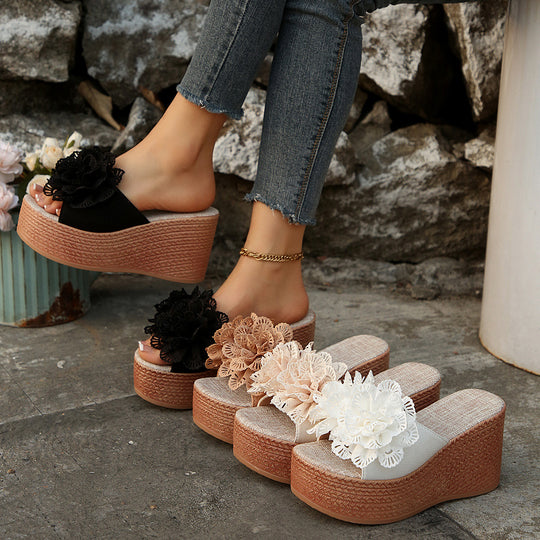 Damen Wedge-Sandalen mit floraler Applikation EB