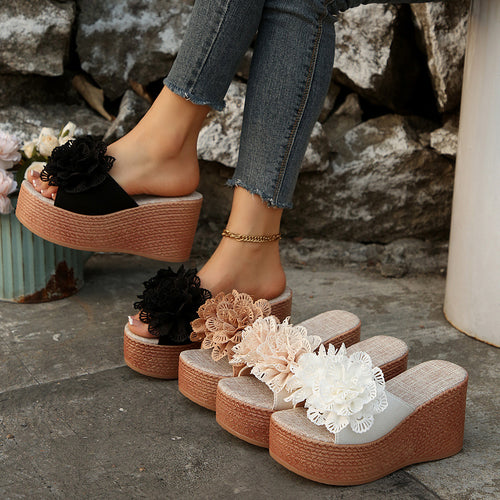 Damen Wedge-Sandalen mit floraler Applikation EB