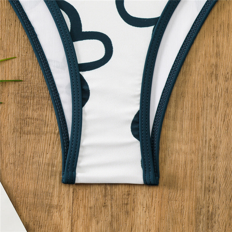 Damen Bandeau-Bikini mit floralem Muster und hohem Schnitt EB