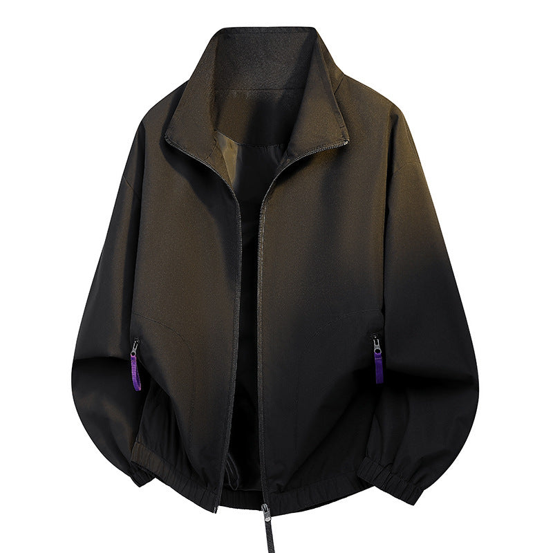 Herren urbaner Zip-Blouson mit Stehkragen, kontrastierenden Zipper-Pulls und elastischem Saum EB