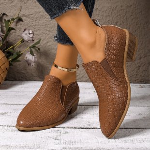 Damen elegante Slip-On Stiefeletten mit modischem Lederdesign EB