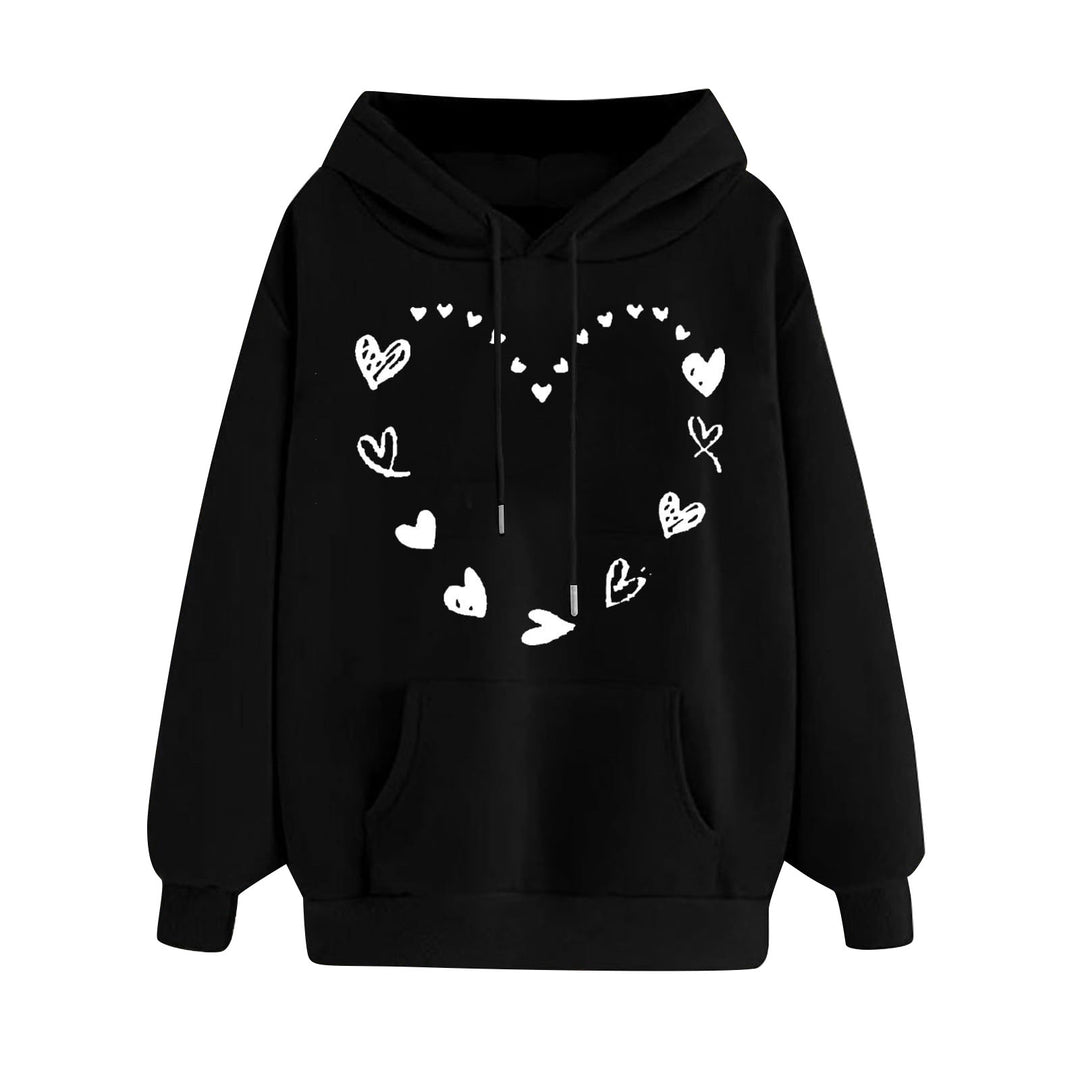 Damen Kapuzensweater mit verspieltem Herzmotiv und bequemer Kängurutasche EB