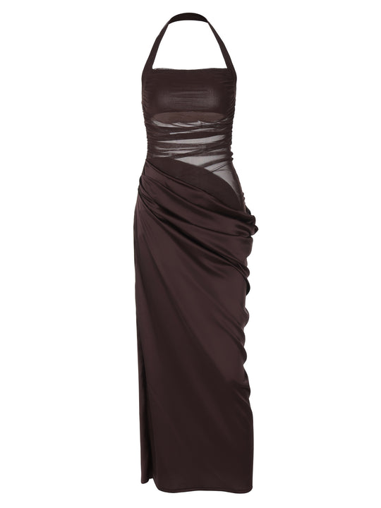 Damen Elegantes Maxikleid mit raffinierten Drapierungsdetails EB