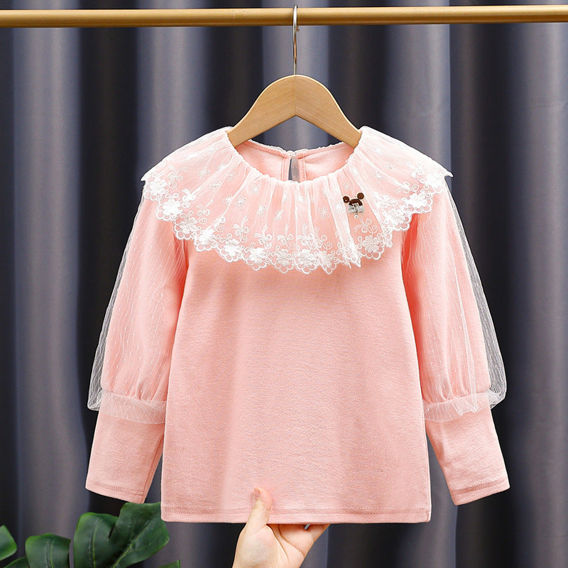 Mädchen Bluse mit voluminösem Tüllkragen EB